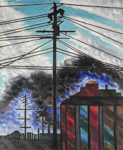 Telegraph Poles with Buildings