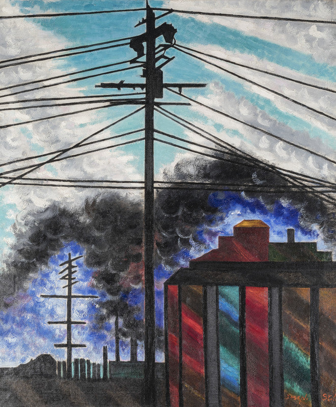 Telegraph Poles with Buildings
