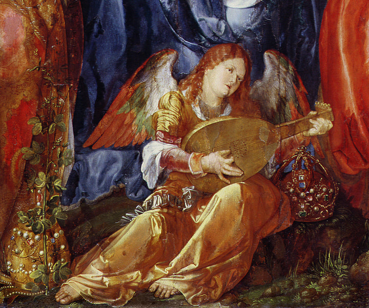 The Festival of the Rosary, detail of the angel musician