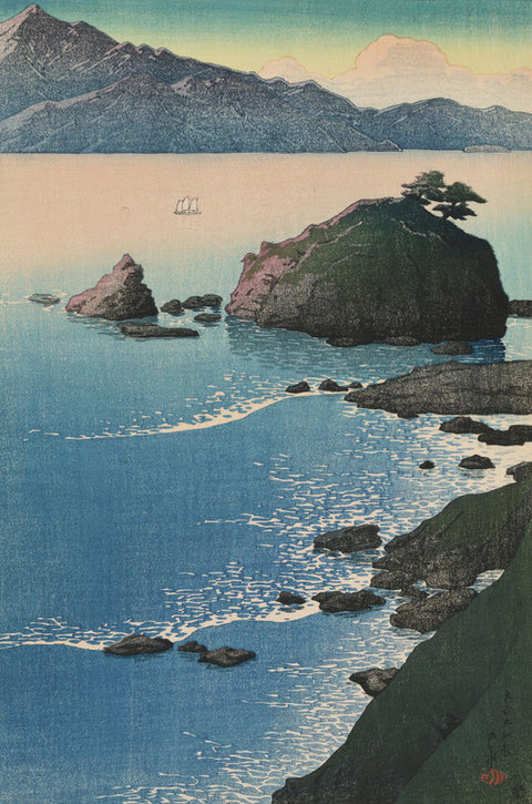 Sunrise at Kude Beach, Wakasa (Wakasa Kude no Hama), from the series Souvenirs of Travels, First Series (Tabi Miyage, Dai Isshu)