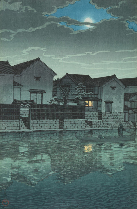 Dull Moonlight at Matsuye (Izumo Matsuye Oborozuki), from the series Souvenirs of Travels, Third Series (Tabi Miyage, Dai San Shu)