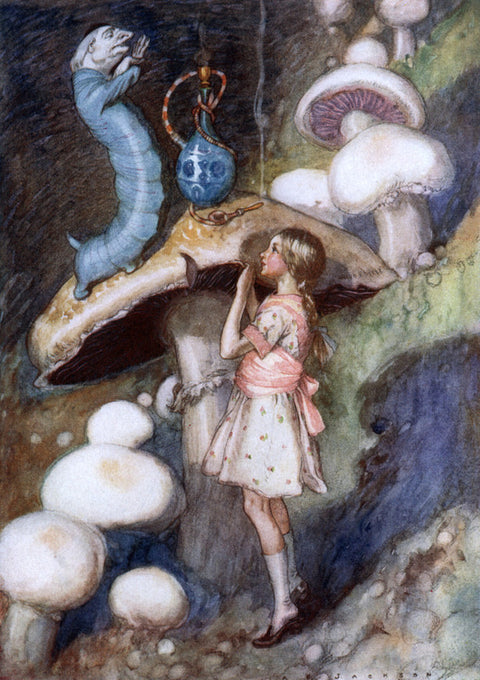 Alice in Wonderland: Alice talking to the Caterpillar