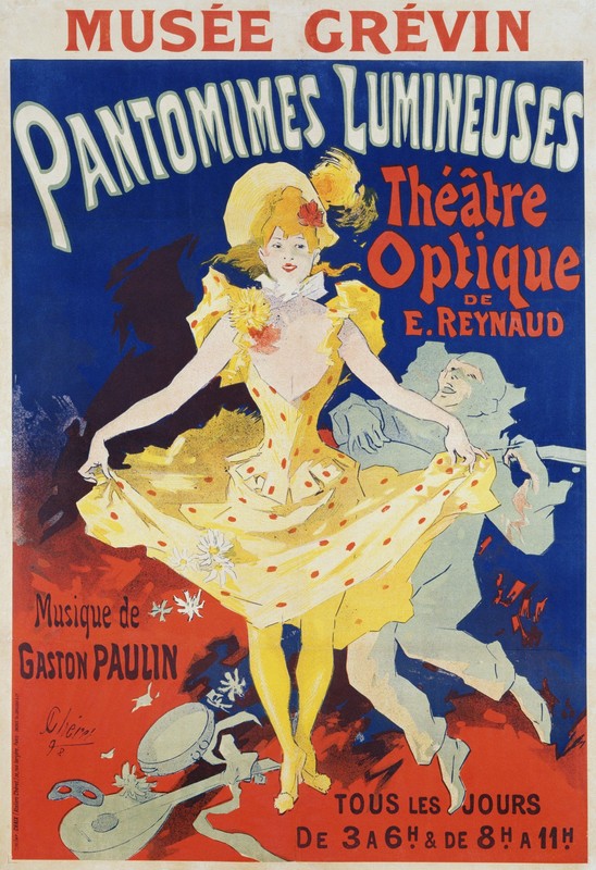 French Poster for Early Motion Picture Pantommes Lumineuses