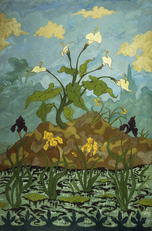 Lilies, Purple and Yellow Irises