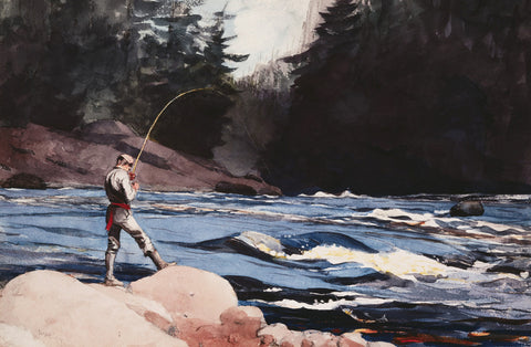 Man Fishing a New England Stream