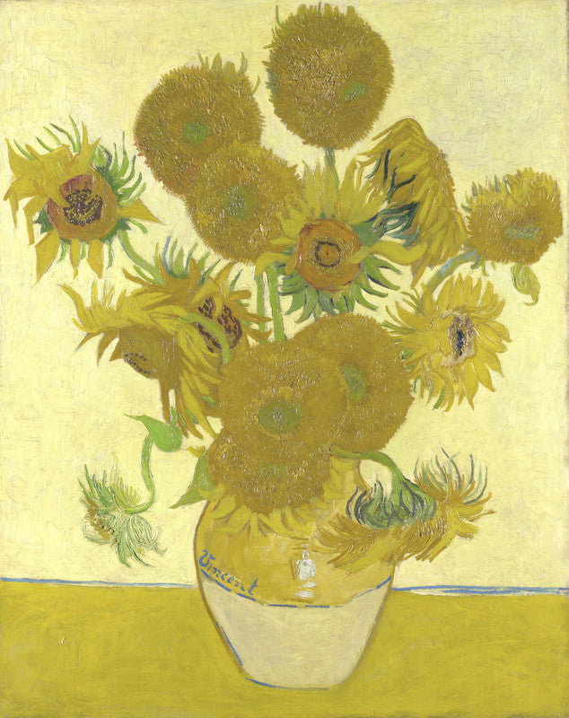 Vase with Fifteen Sunflowers