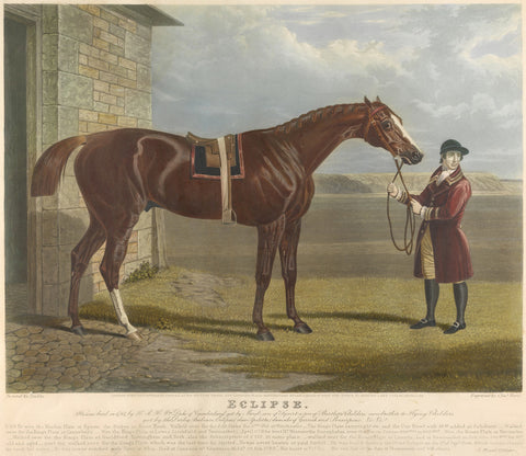 'Eclipse' / 'He was bred in 1764, by H.R.H. Wm. Cuke of Cumberland, got by Marsk, son of squirt, a son of Gartletts Childers, own brother to Flying Childers...