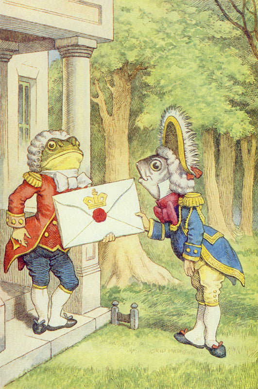 The Fish-Footman Delivering an Invitation to the Duchess, illustration from 'Alice in Wonderland' by Lewis Carroll
