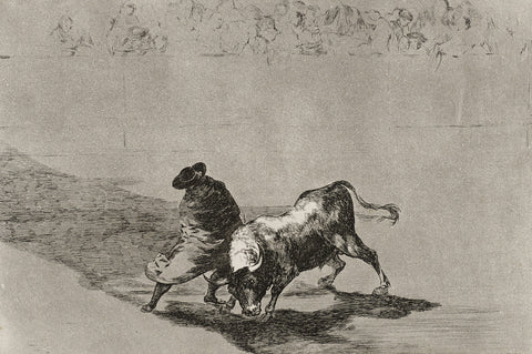 The Clever 'Student of Falces' Infuriates the Bull by Moving about Wrapped in his Cloak, Plate 14 from La Tauromaquia (The Art of Bullfighting)