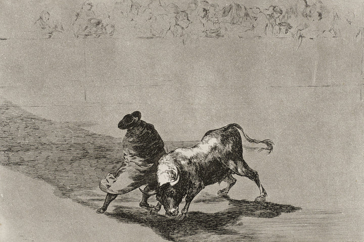 The Clever 'Student of Falces' Infuriates the Bull by Moving about Wrapped in his Cloak, Plate 14 from La Tauromaquia (The Art of Bullfighting)
