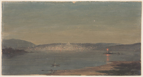 Night View of a Seaport