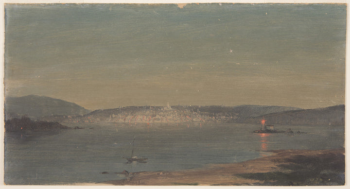 Night View of a Seaport