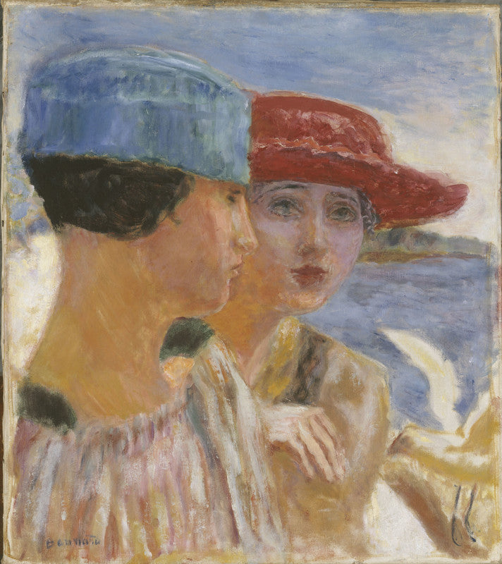 Young girls with seagull