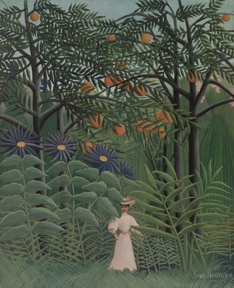 Woman Walking in an Exotic Forest (Femme se promenant dans une forêt exotique)
