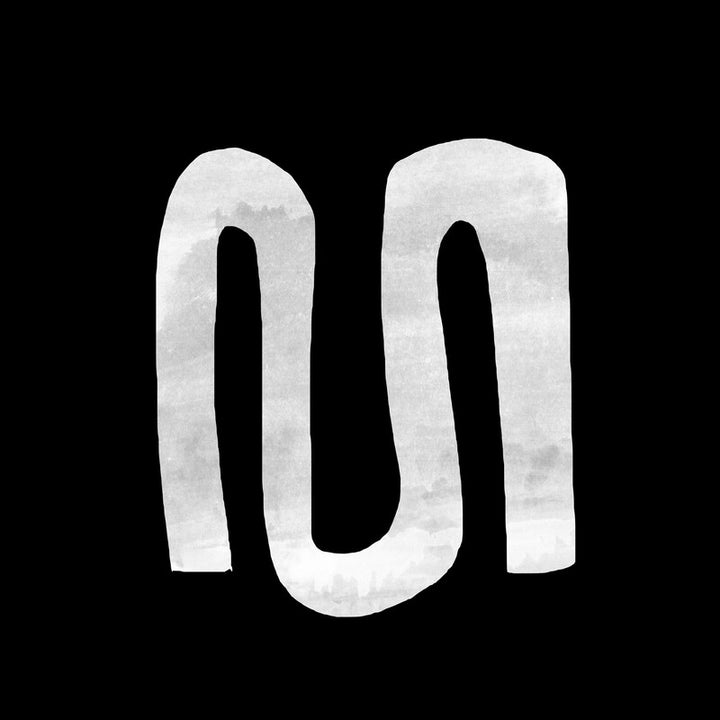 White abstract curved shapes form interlocking loops against a black background.