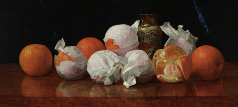 Untitled (Oranges in Tissue with Vase)