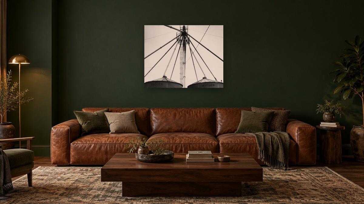 Lehi Roller Mills by Gordon Osmundson, shown at 32 × 40 in (81.3 × 101.6 cm) as gallery-wrapped canvas, den