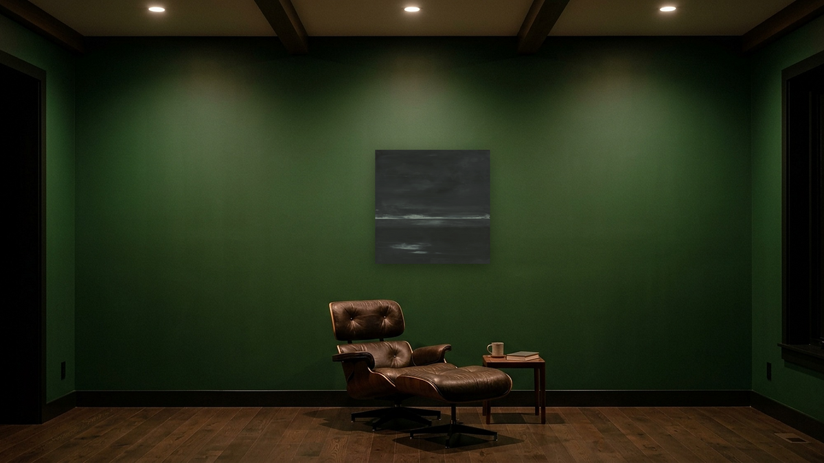 LS No. 245 by Brandon McKenzie, shown at 32 × 32 in (81.3 × 81.3 cm) as gallery-wrapped canvas, den