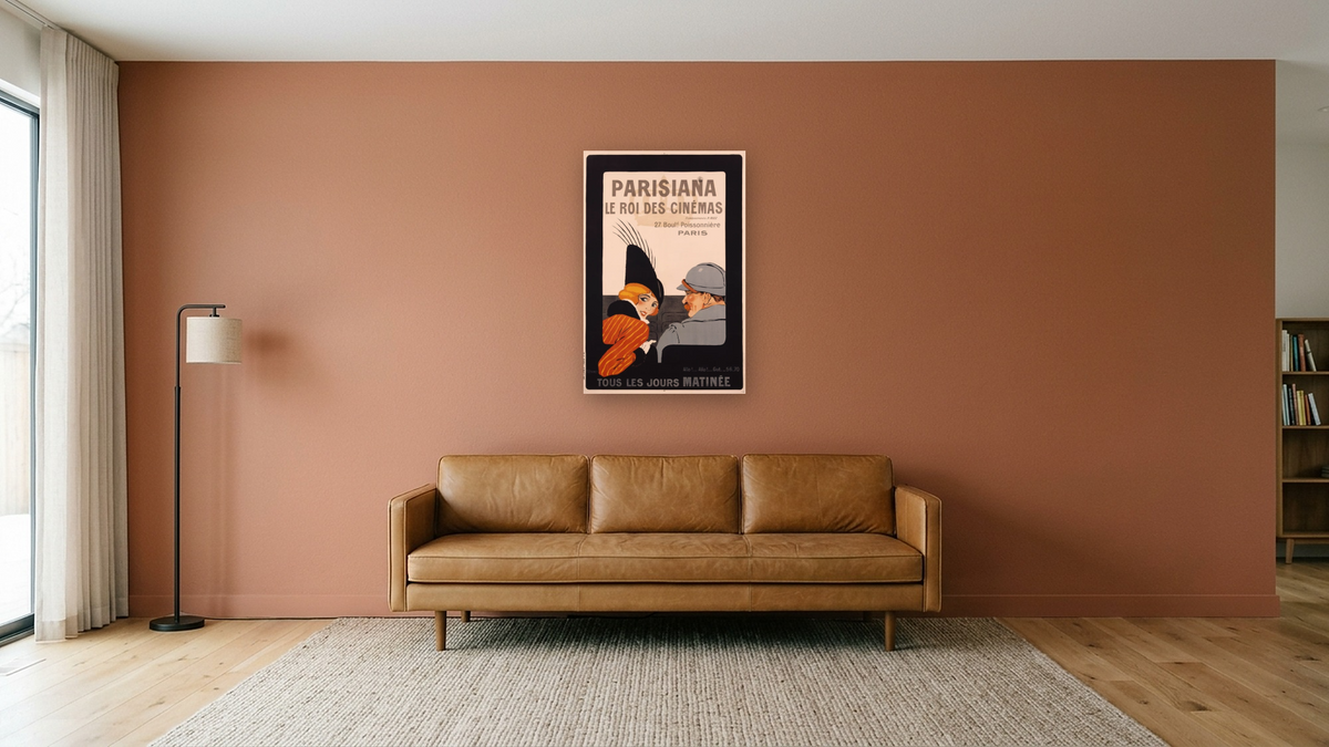 Parisiana Le Roi des Cinemas Poster by R. Pichon, shown at 28 × 42 in (71.1 × 106.7 cm) as gallery-wrapped canvas, media room