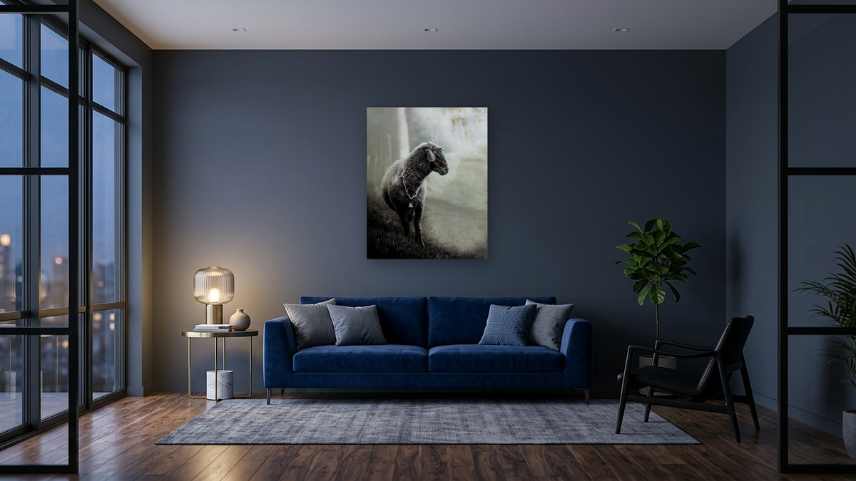 Rusty FH by Brandon Luther, shown at 32 × 40 in (81.3 × 101.6 cm) as gallery-wrapped canvas, den