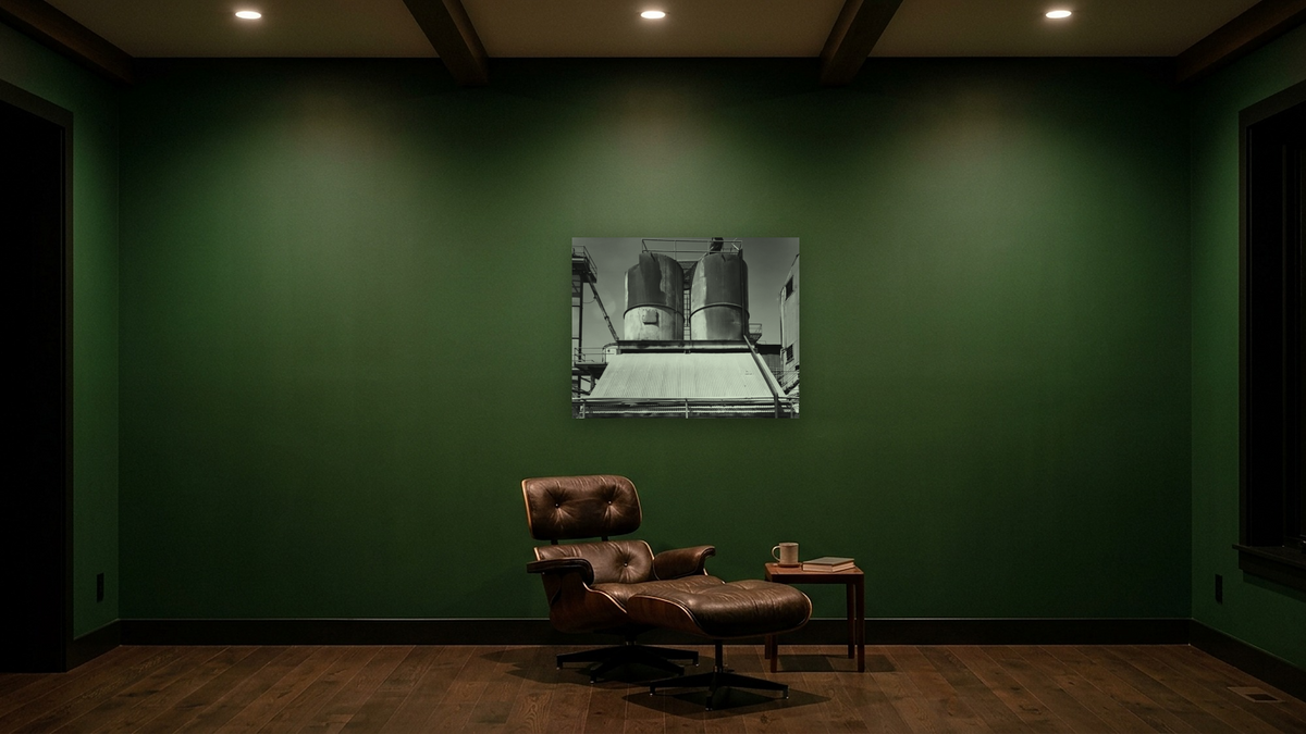 Guelph #4 by Gordon Osmundson, shown at 32 × 40 in (81.3 × 101.6 cm) as gallery-wrapped canvas, den