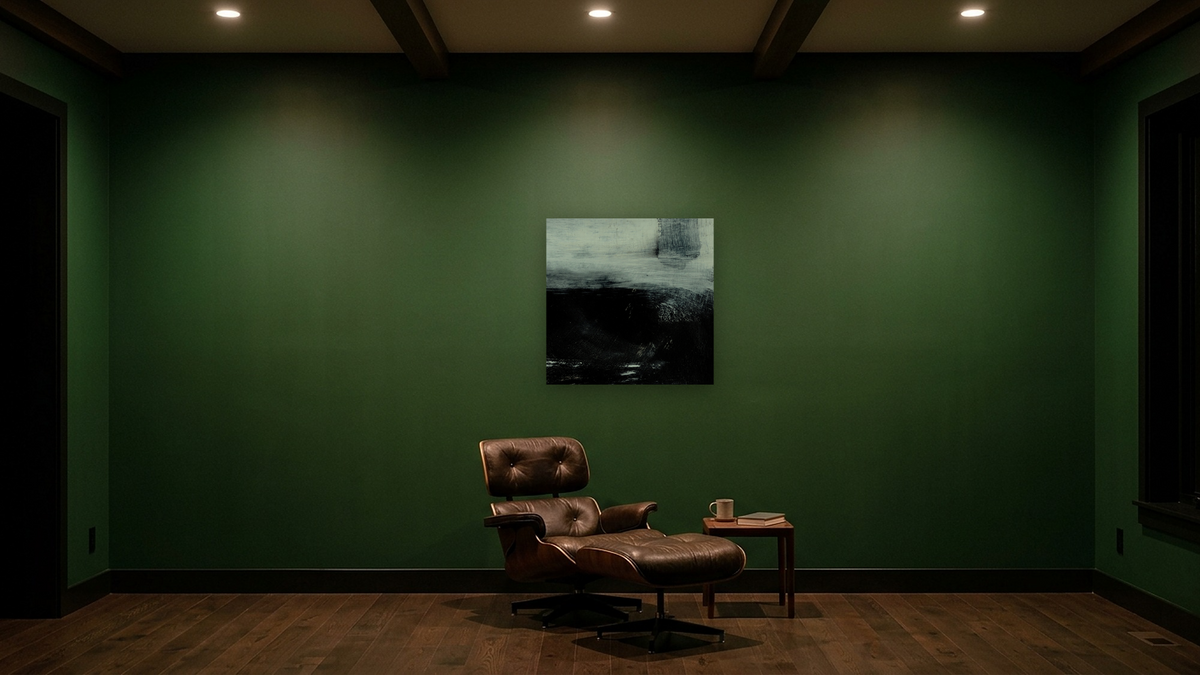 On The Low 1 by Dan Hobday, shown at 32 × 32 in (81.3 × 81.3 cm) as gallery-wrapped canvas, den