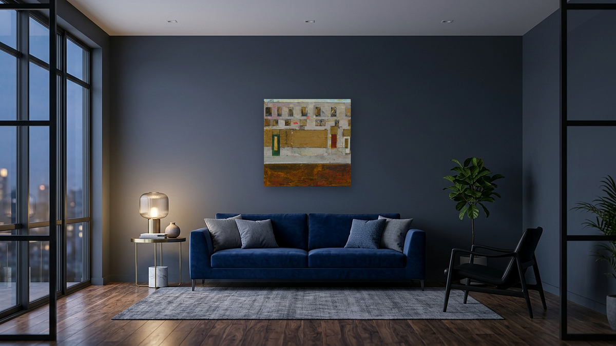 Closed Urban Desert by Dobee Snowber, shown at 32 × 32 in (81.3 × 81.3 cm) as gallery-wrapped canvas, den