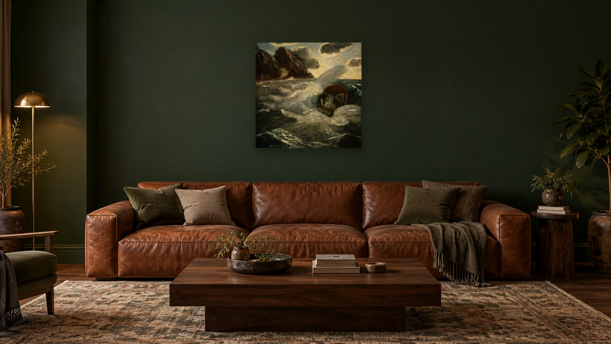 Lord Ullin's Daughter by Albert Pinkham Ryder, shown at 32 × 32 in (81.3 × 81.3 cm) as gallery-wrapped canvas, den