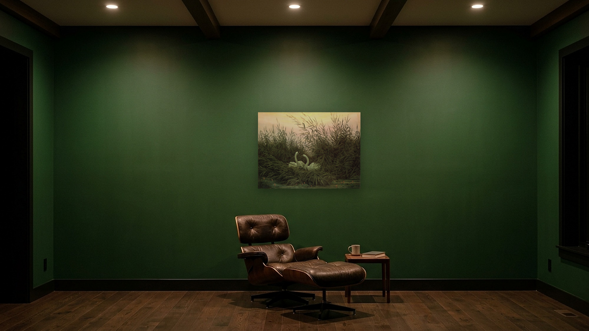 Swans in the Reeds by Caspar David Friedrich, shown at 30 × 40 in (76.2 × 101.6 cm) as gallery-wrapped canvas, den