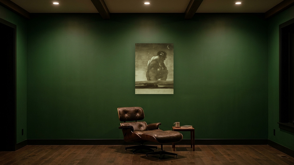 Seated Giant by Francisco de Goya, shown at 30 × 40 in (76.2 × 101.6 cm) as gallery-wrapped canvas, den