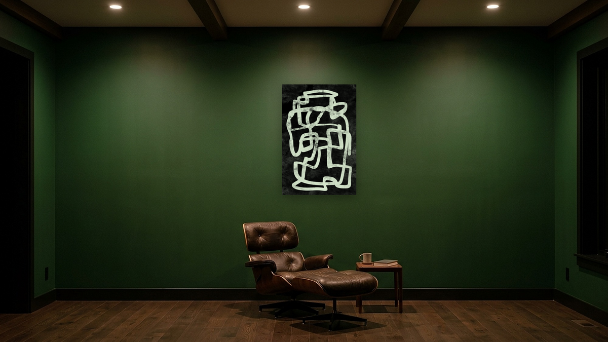 Mono Strokes 3 by Dan Hobday, shown at 28 × 42 in (71.1 × 106.7 cm) as gallery-wrapped canvas, den
