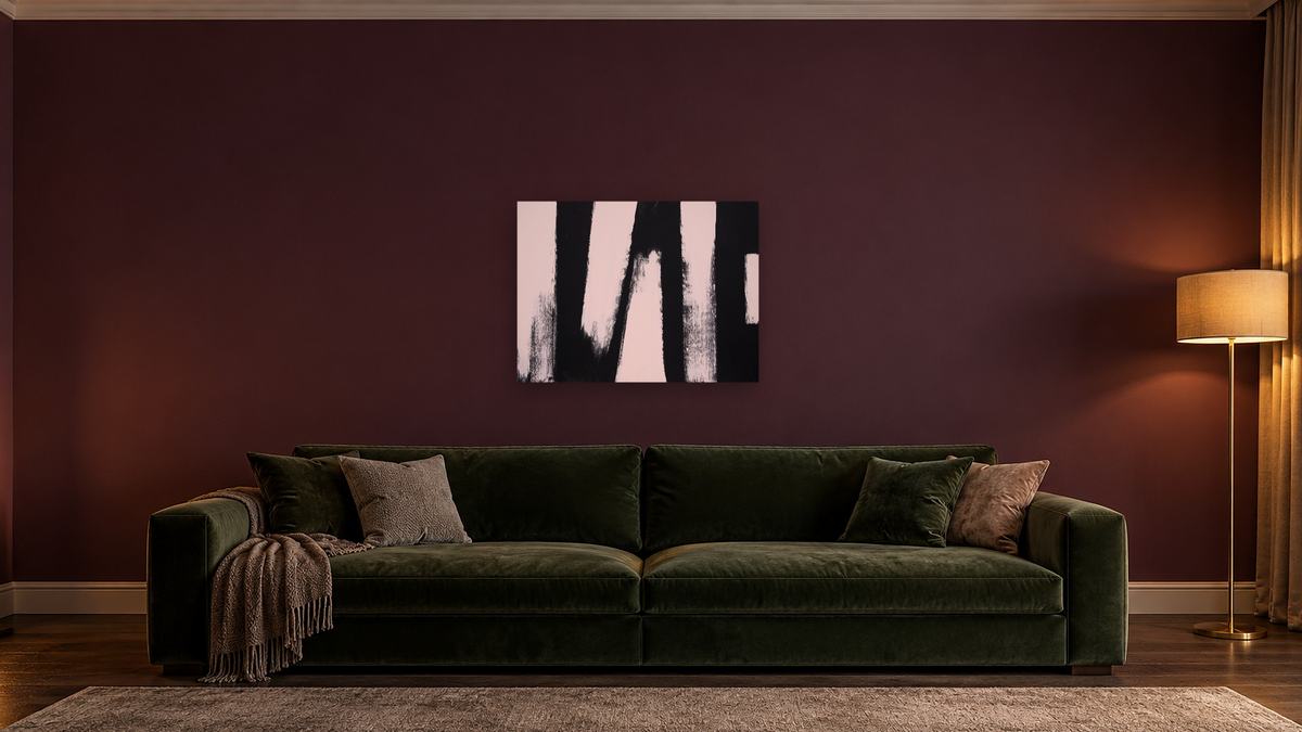 Black and White 11 by Tayt Modern, shown at 30 × 40 in (76.2 × 101.6 cm) as gallery-wrapped canvas, den