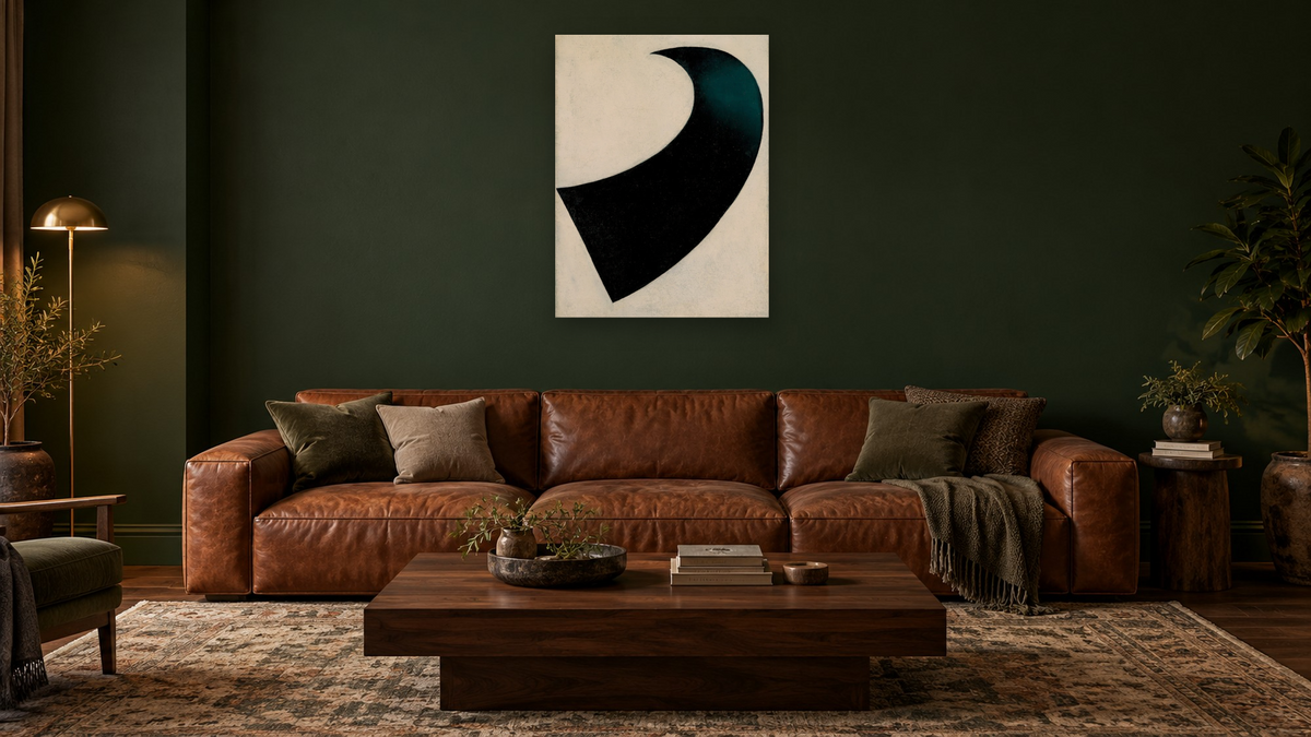 Suprematism by Kazimir Malevich, shown at 30 × 40 in (76.2 × 101.6 cm) as gallery-wrapped canvas, den