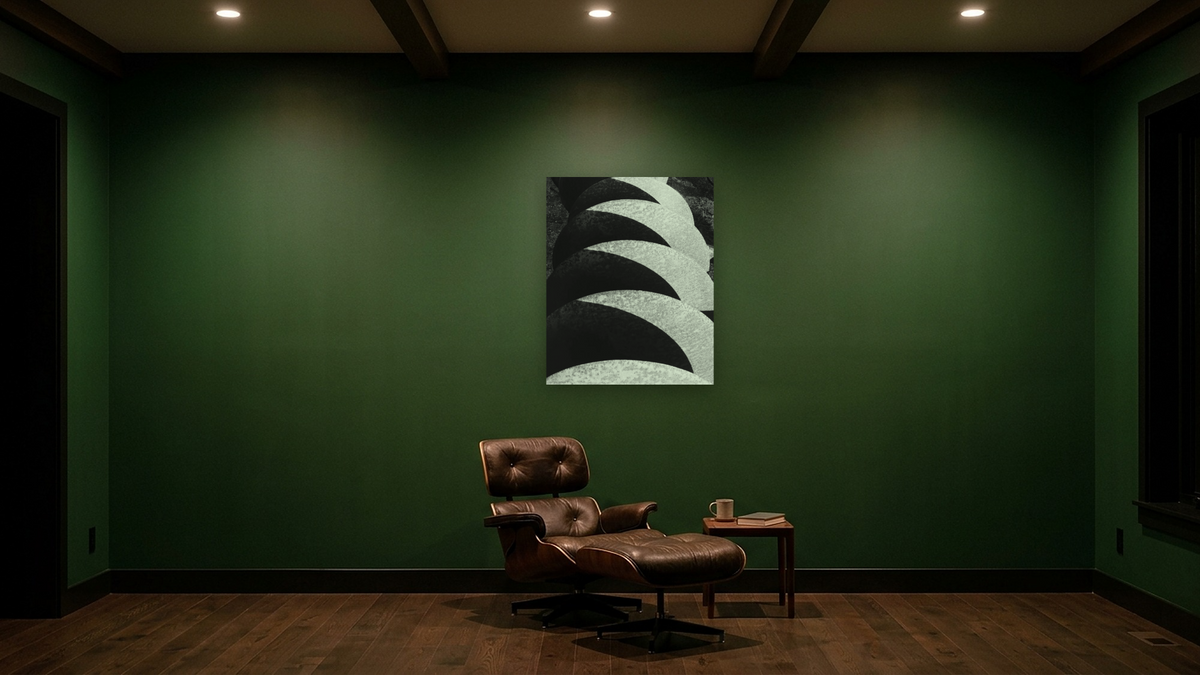 Farmer's Disk by Gordon Osmundson, shown at 32 × 40 in (81.3 × 101.6 cm) as gallery-wrapped canvas, den