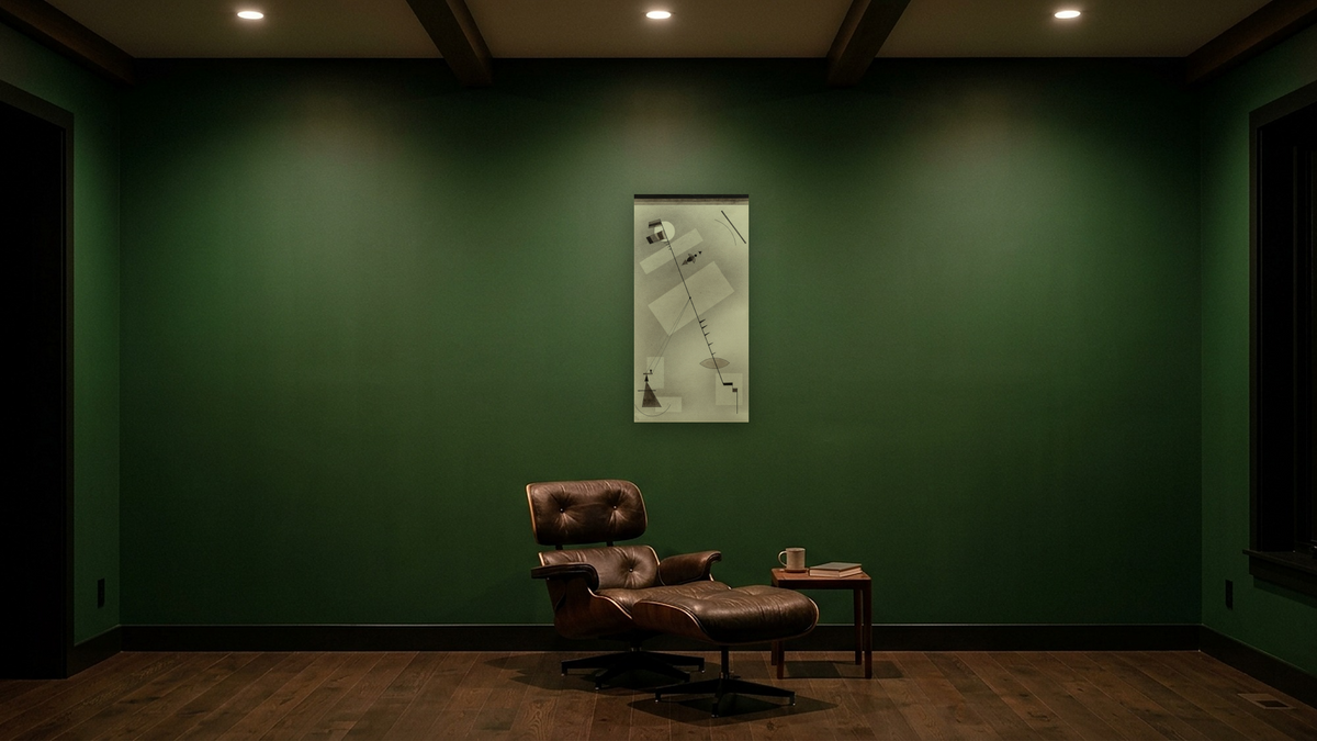 Taut Line, shown at 20 × 40 in (50.8 × 101.6 cm) as gallery-wrapped canvas, den