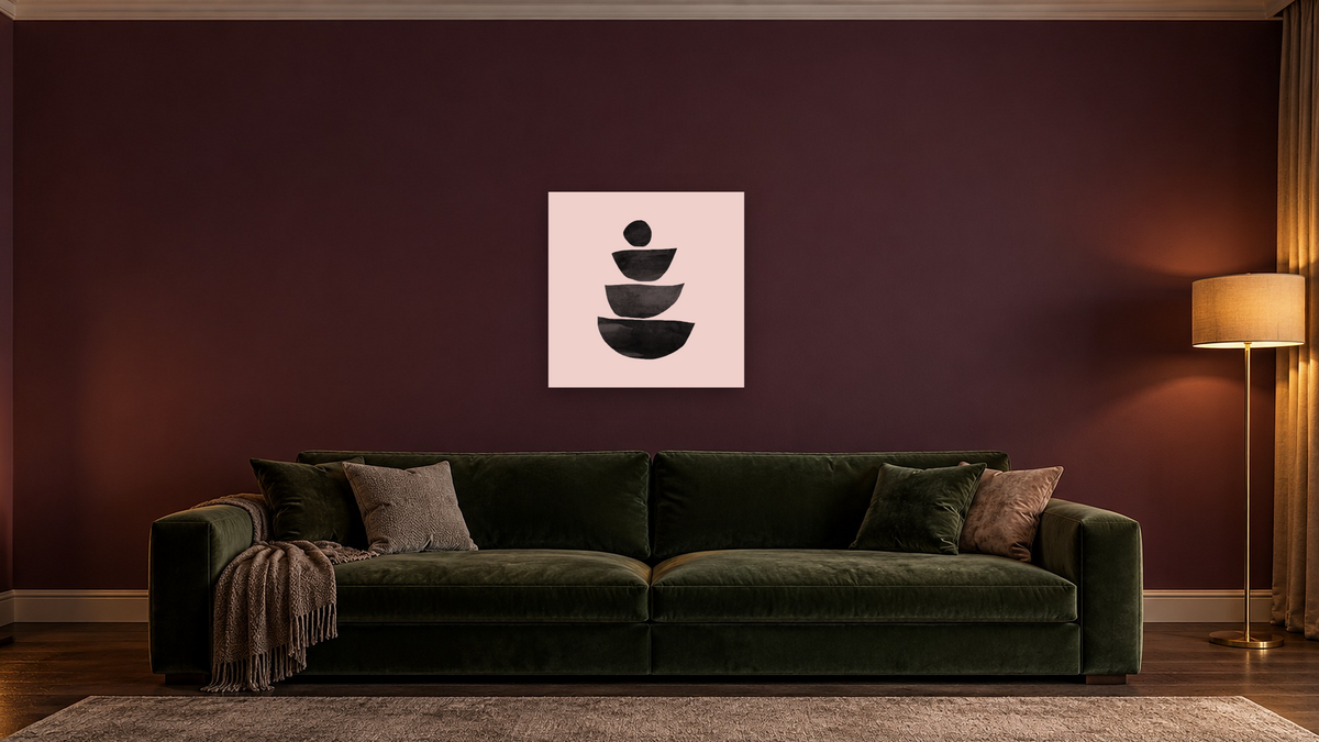 Mono Shapes 3 by Dan Hobday, shown at 32 × 32 in (81.3 × 81.3 cm) as gallery-wrapped canvas, den