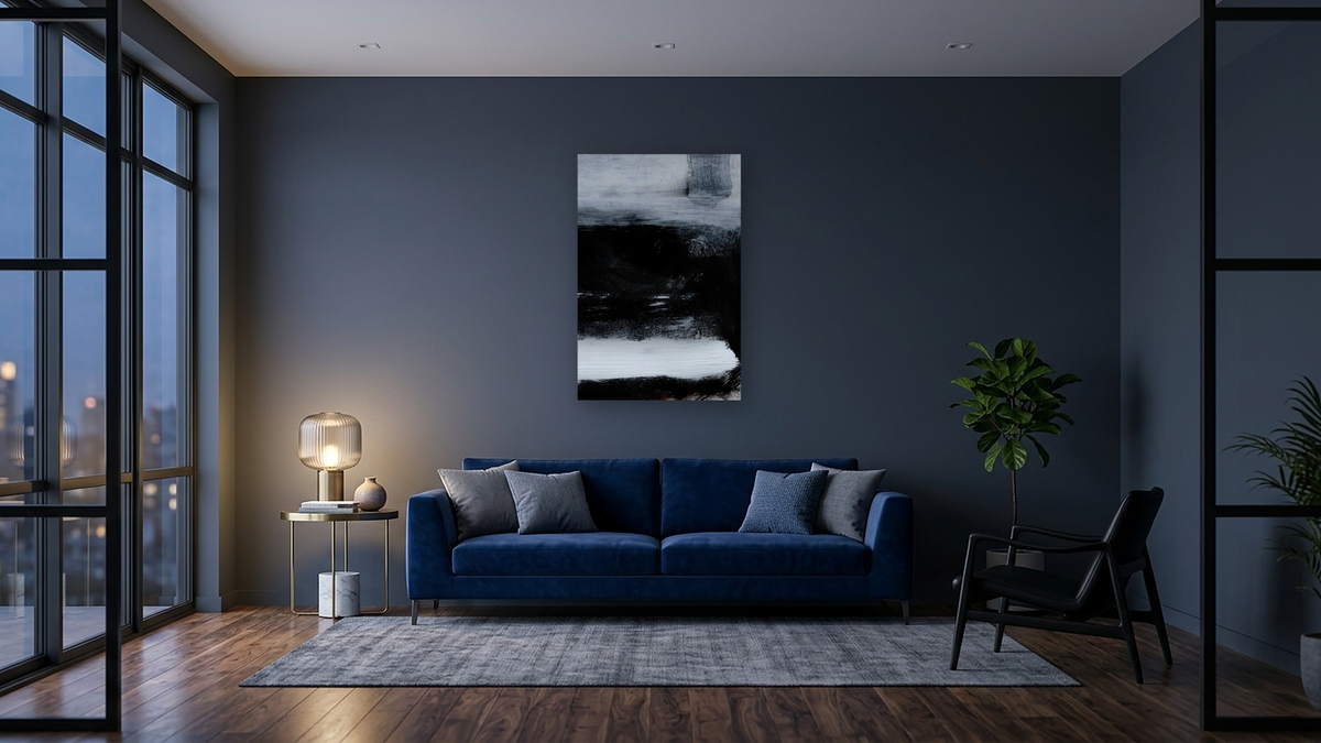 On The Low by Dan Hobday, shown at 28 × 42 in (71.1 × 106.7 cm) as gallery-wrapped canvas, den