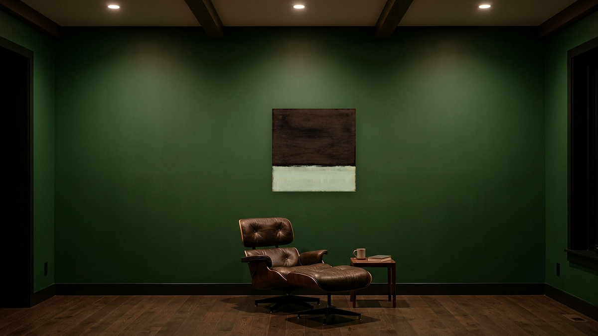Night by Dan Hobday, shown at 32 × 32 in (81.3 × 81.3 cm) as gallery-wrapped canvas, den