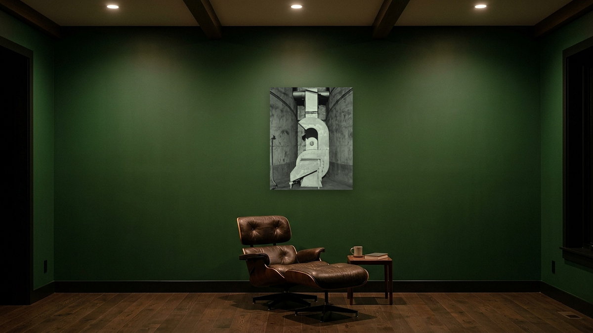 Willows Rice Mill #2 'Blower' by Gordon Osmundson, shown at 32 × 40 in (81.3 × 101.6 cm) as gallery-wrapped canvas, den