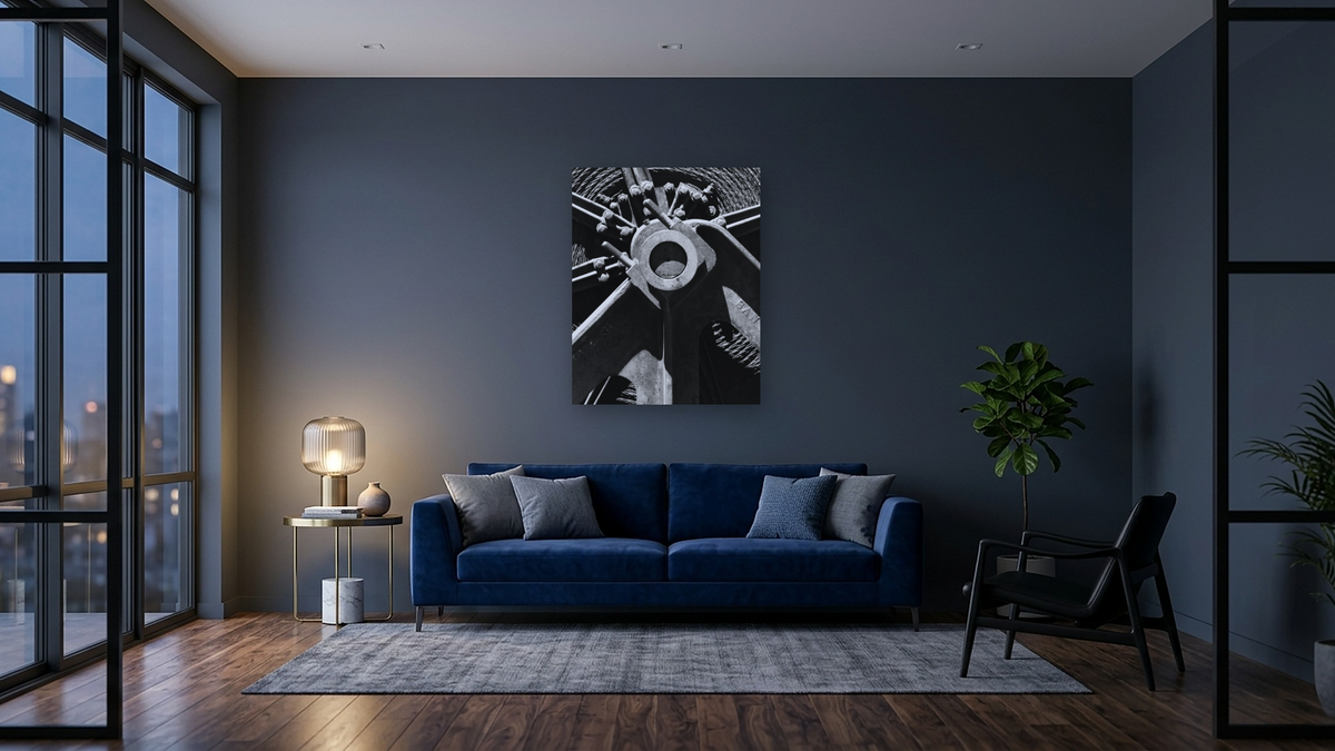 Cable Spool by Gordon Osmundson, shown at 32 × 40 in (81.3 × 101.6 cm) as gallery-wrapped canvas, den