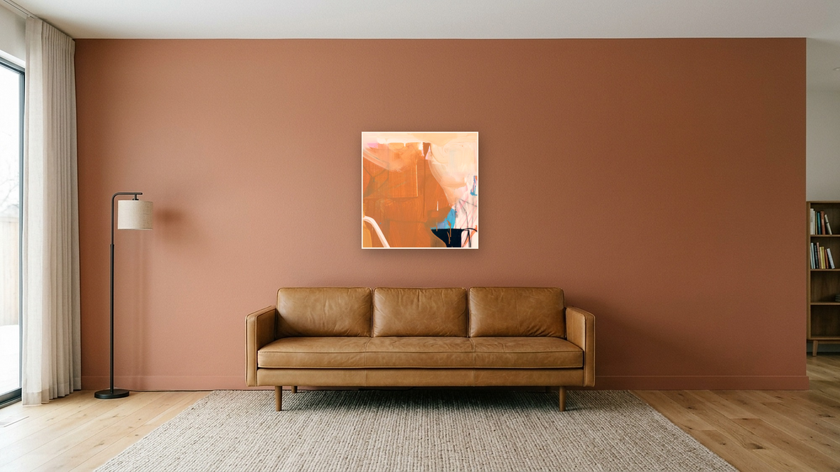 Snack 24 by Nino Yuniardi, shown at 32 × 32 in (81.3 × 81.3 cm) as gallery-wrapped canvas, media room