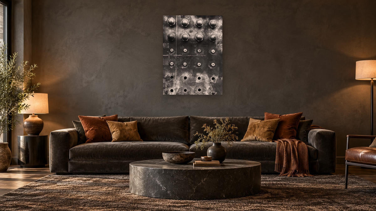 Firebox Sheet #1, C&TS #484 by Gordon Osmundson, shown at 30 × 40 in (76.2 × 101.6 cm) as gallery-wrapped canvas, den