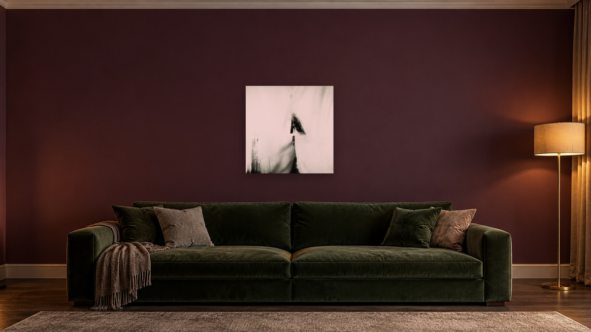 Maddie by Brandon Luther, shown at 32 × 32 in (81.3 × 81.3 cm) as gallery-wrapped canvas, den