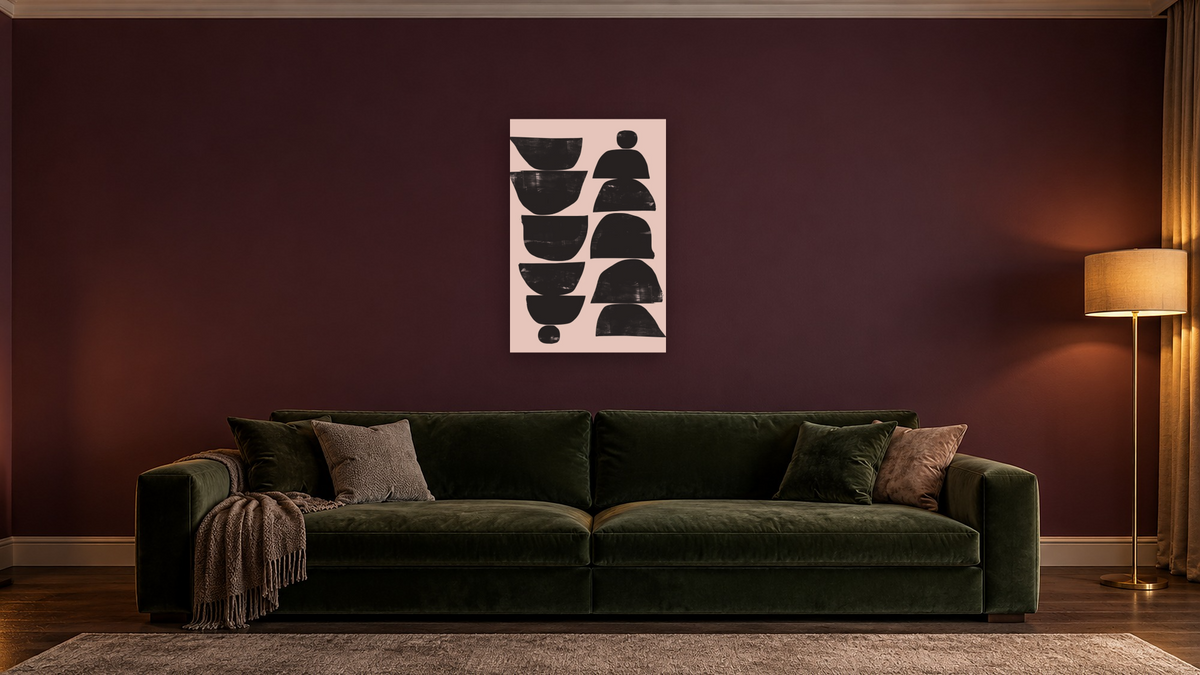 Minimal Plant by Dan Hobday, shown at 28 × 42 in (71.1 × 106.7 cm) as gallery-wrapped canvas, den
