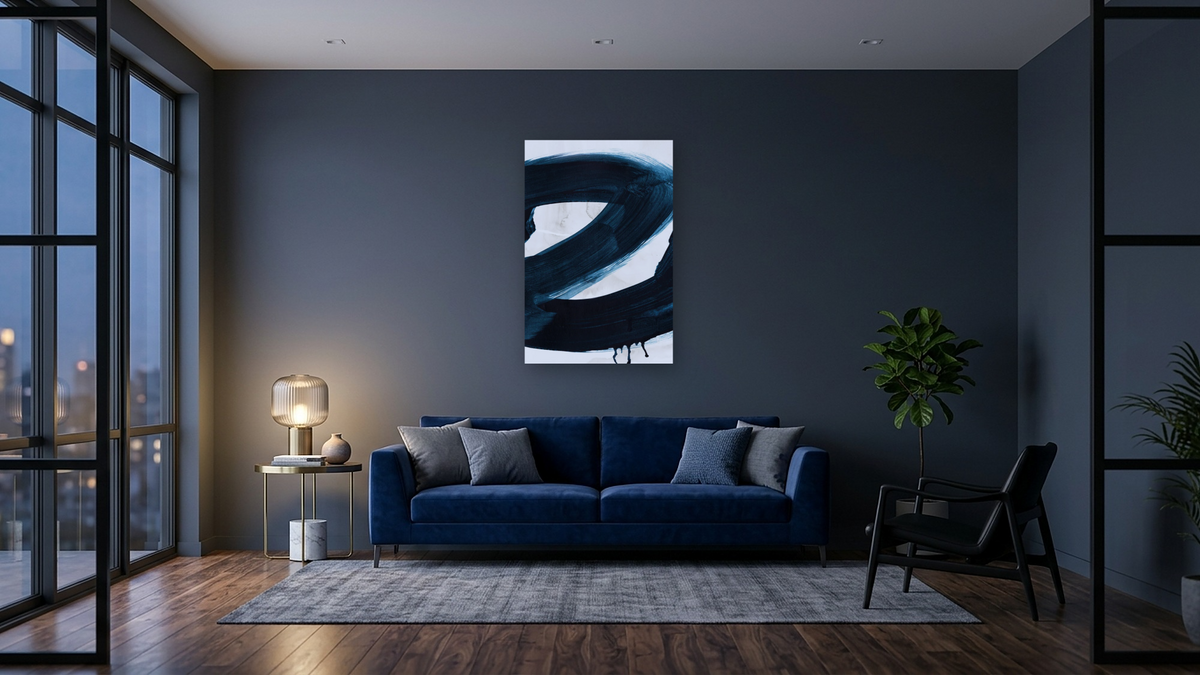 Brush Strokes 2 by Dan Hobday, shown at 28 × 42 in (71.1 × 106.7 cm) as gallery-wrapped canvas, den