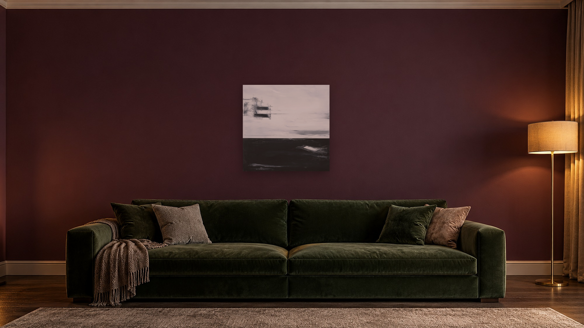 LS No. 244 by Brandon McKenzie, shown at 32 × 32 in (81.3 × 81.3 cm) as gallery-wrapped canvas, den