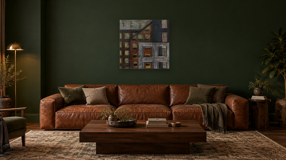 Casting Doubt by Dobee Snowber, shown at 32 × 32 in (81.3 × 81.3 cm) as gallery-wrapped canvas, den
