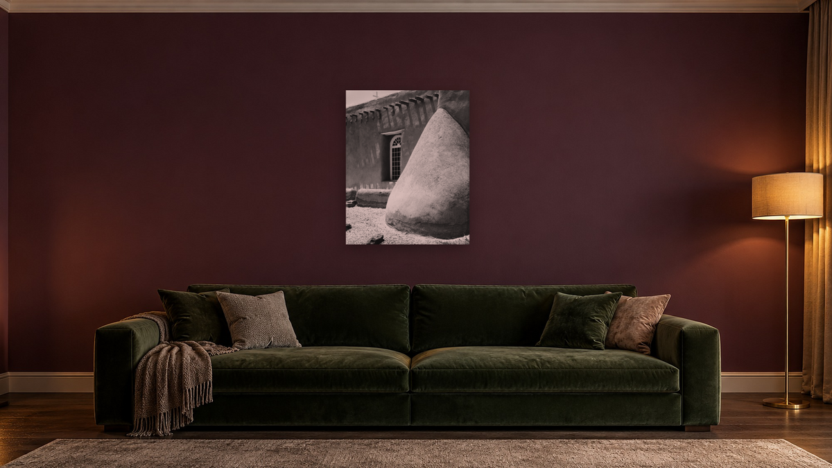Buttress and Window by Gordon Osmundson, shown at 32 × 40 in (81.3 × 101.6 cm) as gallery-wrapped canvas, den