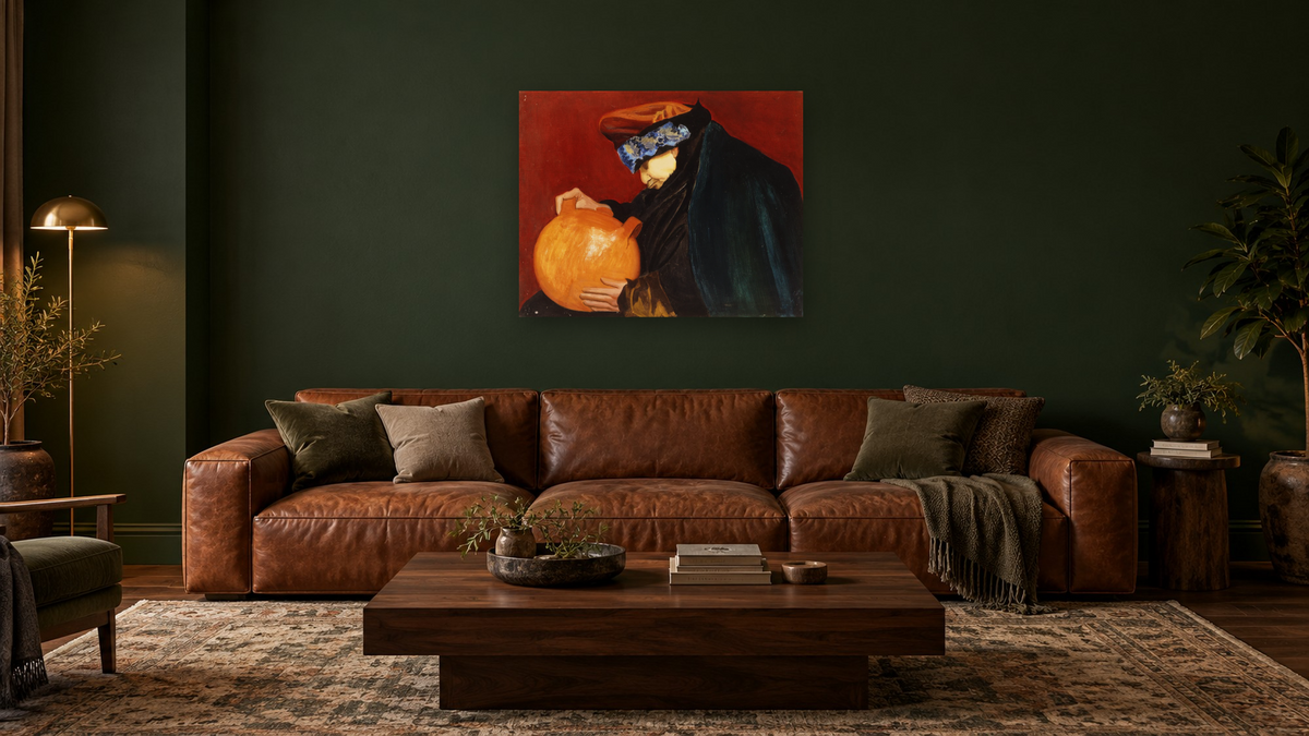 The Napping Woman by Joseph Stella, shown at 32 × 40 in (81.3 × 101.6 cm) as gallery-wrapped canvas, den