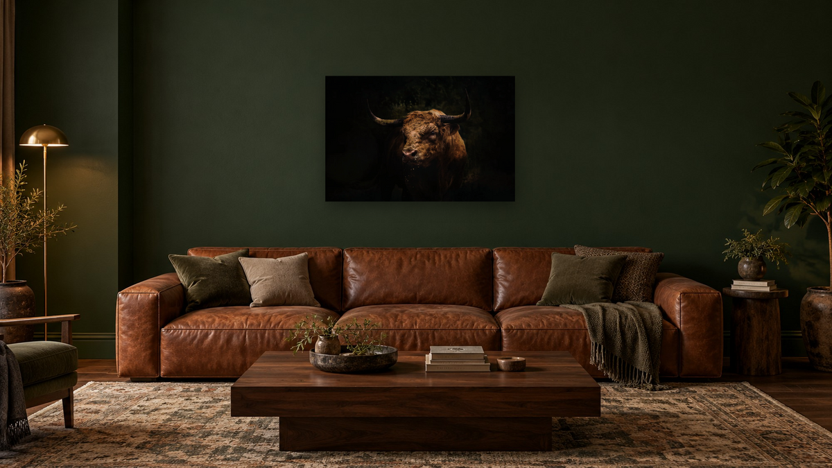 Butch No. 2 by Brandon Luther, shown at 28 × 42 in (71.1 × 106.7 cm) as gallery-wrapped canvas, den